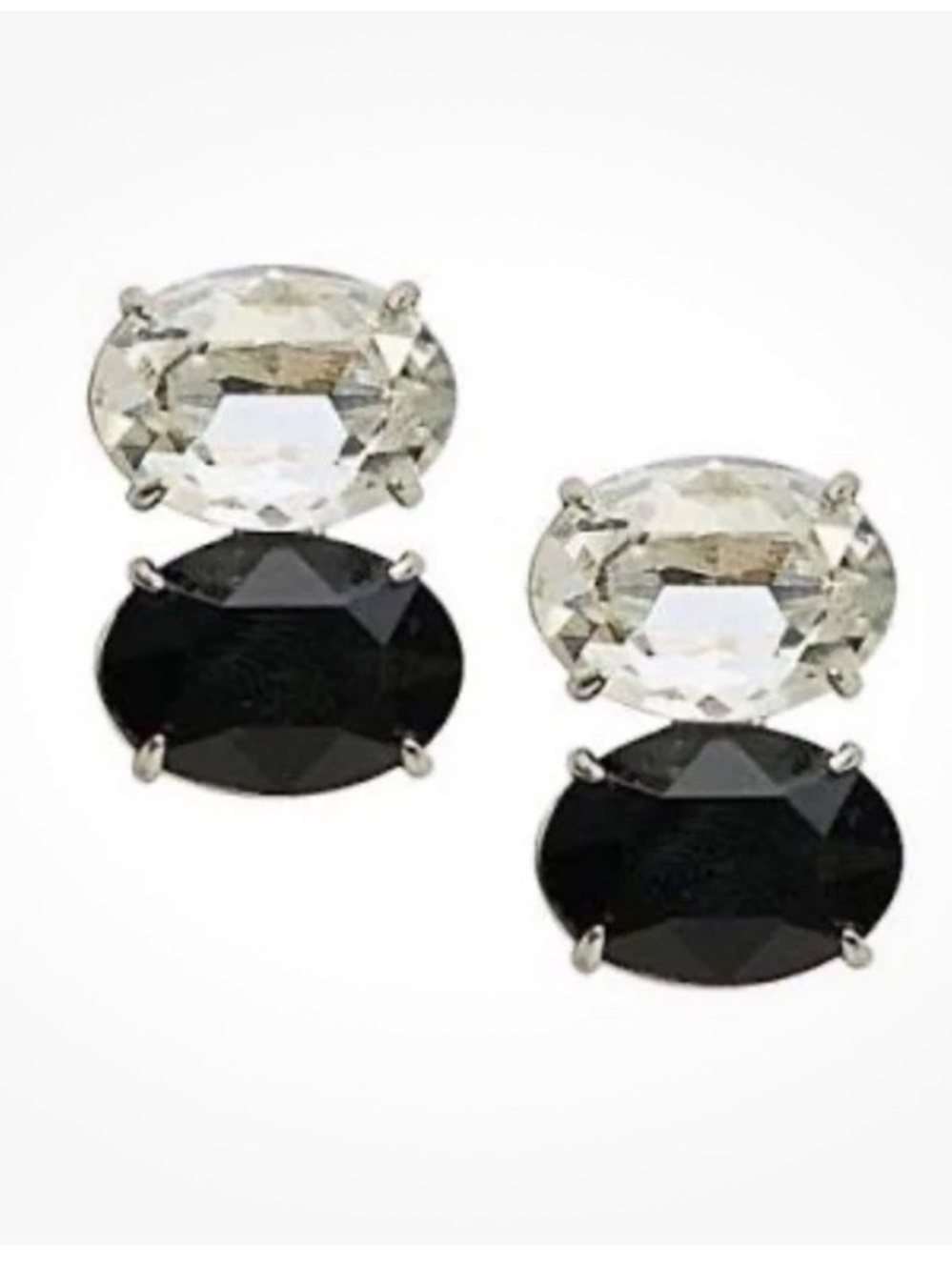 Carolina Herrera Clear and Black Oval Double-Stud Earrings